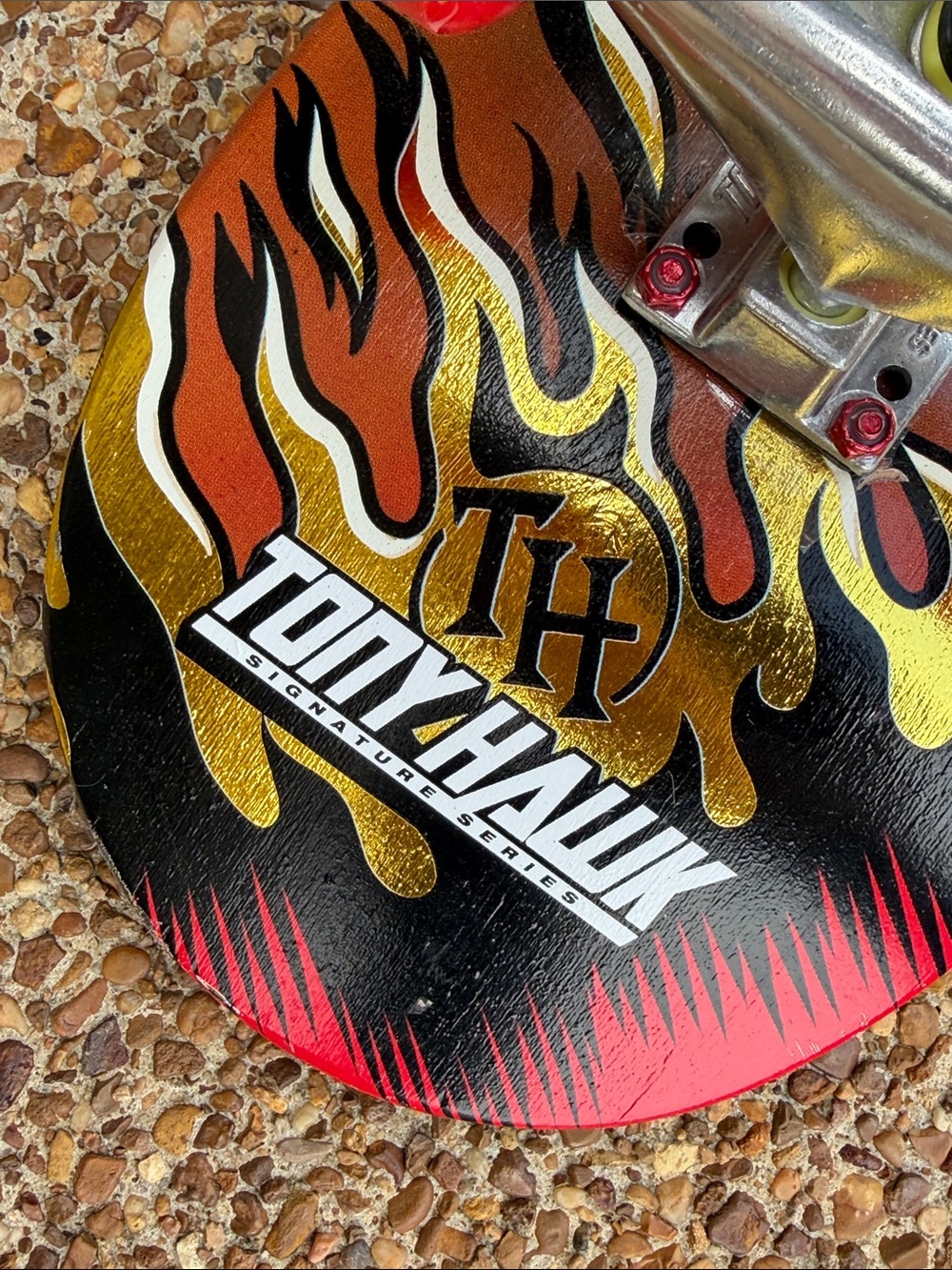 Tony Hawk Black Skateboard Deck with Teal Logo and Red Hardware - Picture 15 of 17